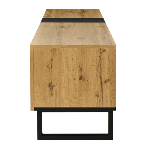 Móvel de TV 180 cm - Minimalista com portas duplas, compartimentos abertos e rebatíveis - Madeira