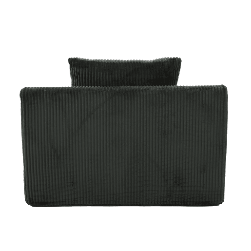 Sofá relax - Veludo canelado, assento profundo, almofada e bolsos laterais - Verde esmeralda