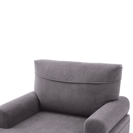 Poltrona individual em chenille - moderna, minimalista, encosto e braços, bolsos laterais - cinzento escuro