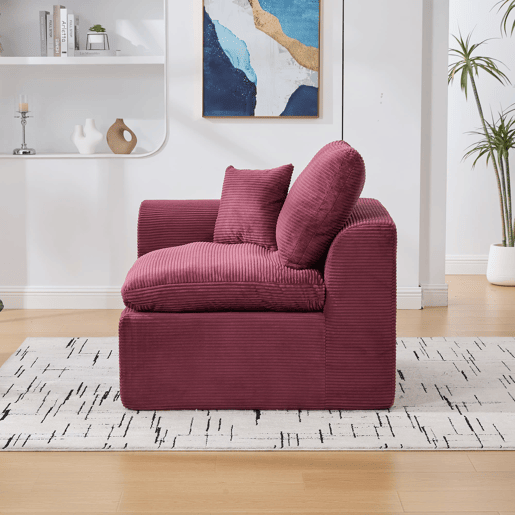 Sofá individual - minimalista, confortável, com almofada - Vermelho vinho