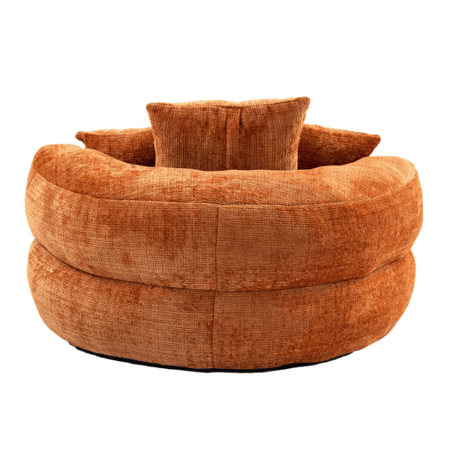 Sofá puff individual - encosto alto, gaming, com almofadas - laranja