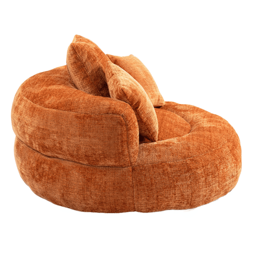 Sofá puff individual - encosto alto, gaming, com almofadas - laranja