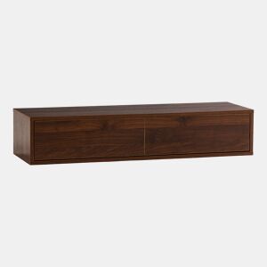 Mesa consola suspensa Auri 2 gavetas efeito Nogueira