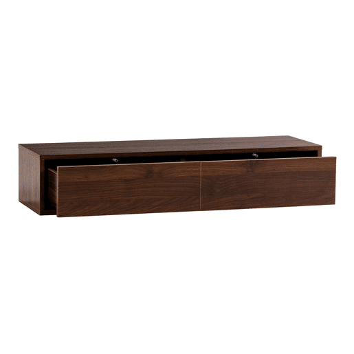 Mesa consola suspensa Auri 2 gavetas efeito Nogueira