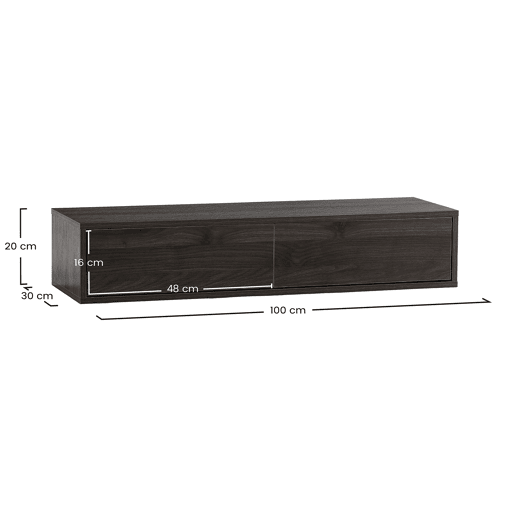 Mesa consola suspensa Auri 2 gavetas efeito Nogueira