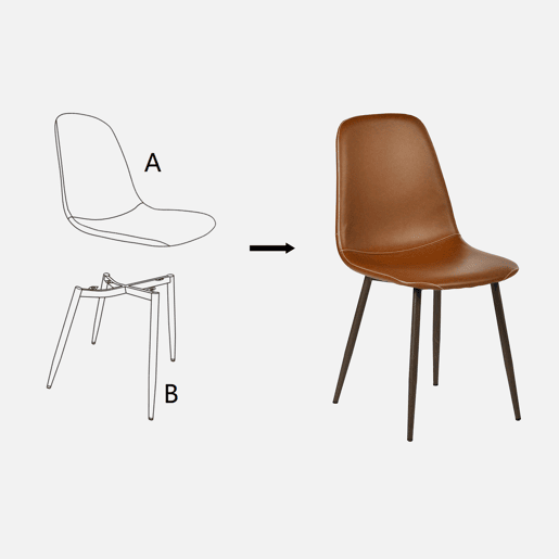 Conjunto 8 Cadeiras Jantar Estofadas PU Castanho Estilo Moderno Encosto Ergonómico Assento Com Acolchoamento Leve Pernas Metálicas Resistentes Fácil Limpeza Para Sala Jantar Cozinha Restaurante