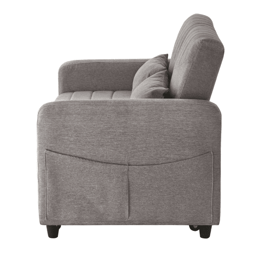 Sofá-cama de 2 lugares - design dobrável, moderno, encosto com 3 posições, algodão-linho - Cinza