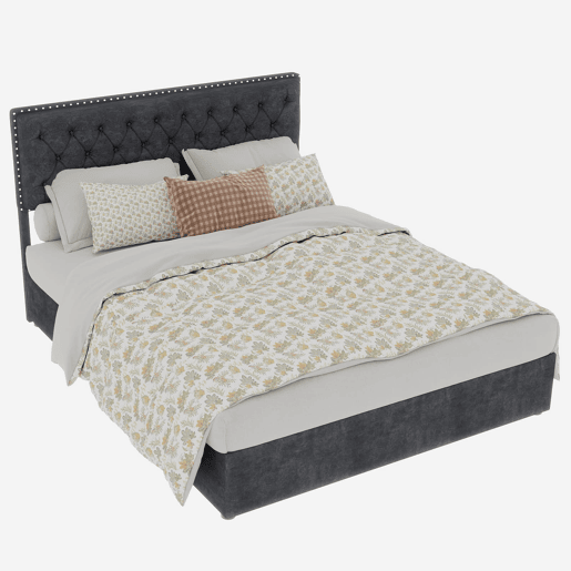 Cama moderna minimalista 160x200 - cabeceira confortável e macia, estrutura baixa - cinzenta