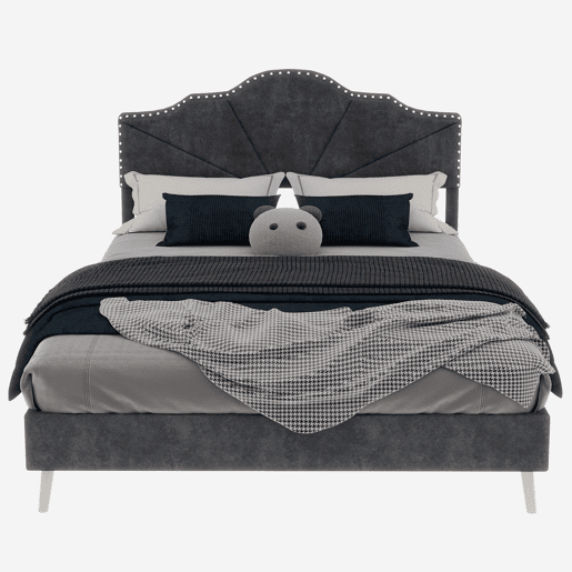 Cama estofada 140x200 - cabeceira macia e confortável, estrutura baixa - cinzenta