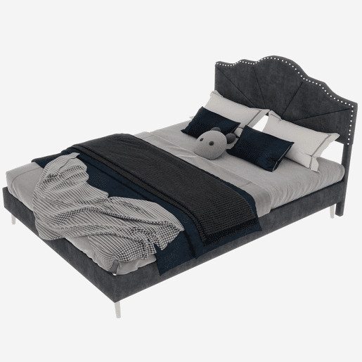 Cama estofada 140x200 - cabeceira macia e confortável, estrutura baixa - cinzenta