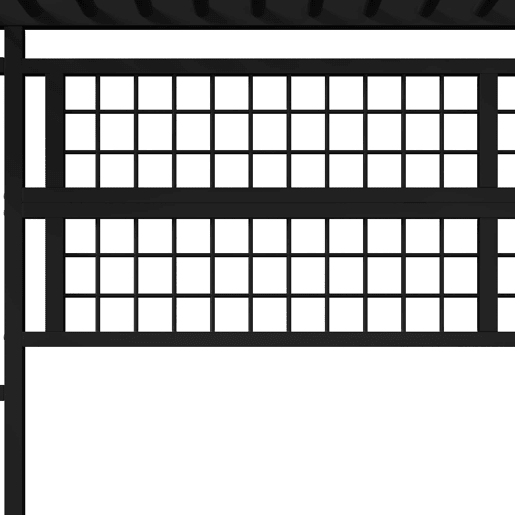 Cama Alta 140x200 cm - Estrutura metálica, prateleira, barra para roupa, espaço aberto, iluminação LED - Preto