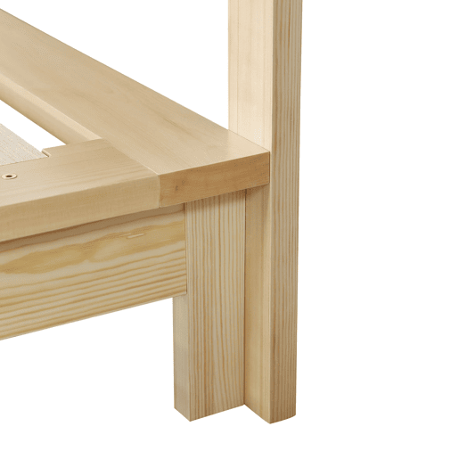 Cama individual 90x200 cm - cabeceira acolchoada, estrado estável, pés largos - natural