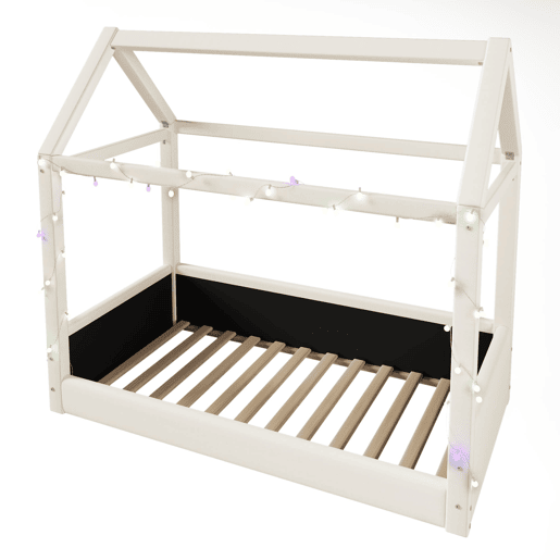 Cama de dia estofada 90x200 - com luzes LED - Bege