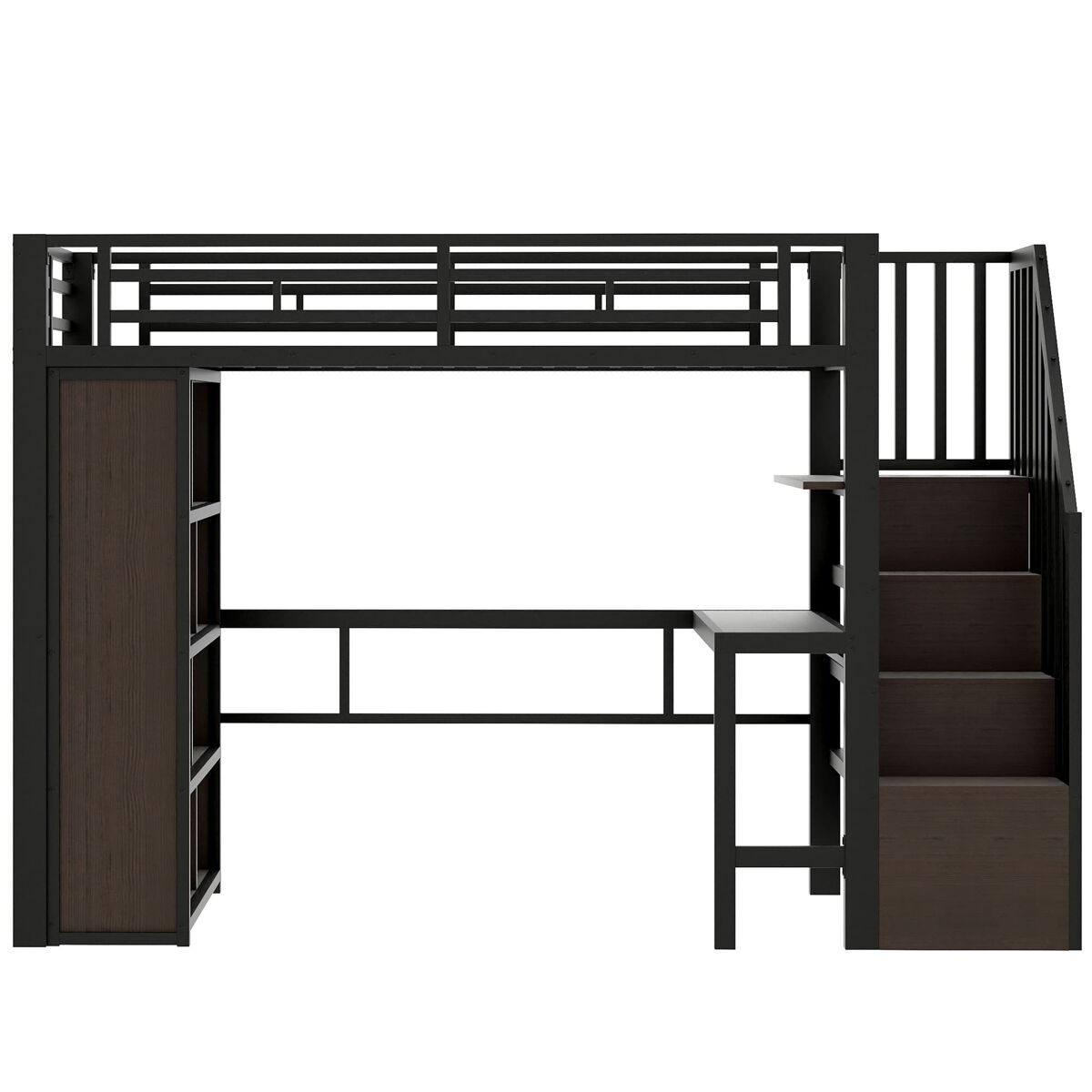 Cama alta para niños 251x94 Negro