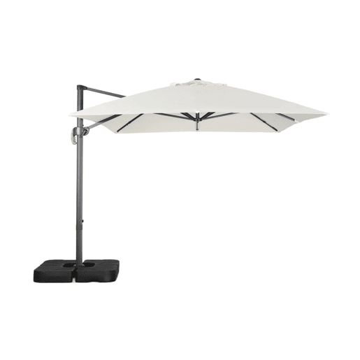 Guarda-sol retangular excêntrico, 3x4m + base com peso 50x50cm Cru - 380x259x286 cm