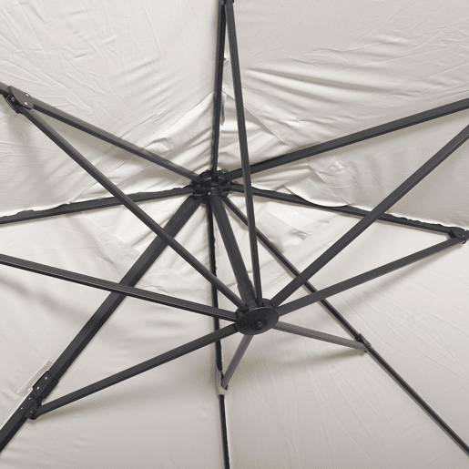 Guarda-sol retangular excêntrico, 3x4m + base com peso 50x50cm Cru - 380x259x286 cm