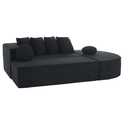 Sofá modular de 5 lugares - moderno, chenille confortável, sem montagem - preto