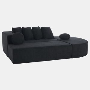 Sofá modular de 5 lugares - moderno, chenille confortável, sem montagem - preto
