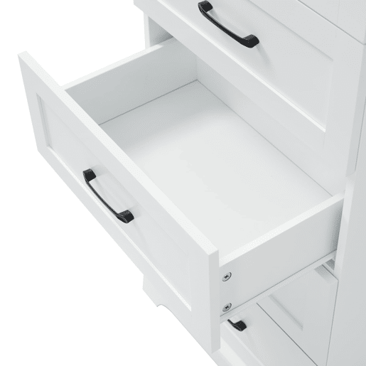 Armário de casa de banho 57x38x180 cm - 3 gavetas e prateleiras ajustáveis - branco