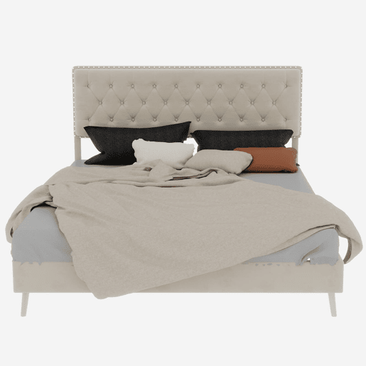 Cama moderna 140x200 - cabeceira macia e confortável, sem barra elevadora - bege