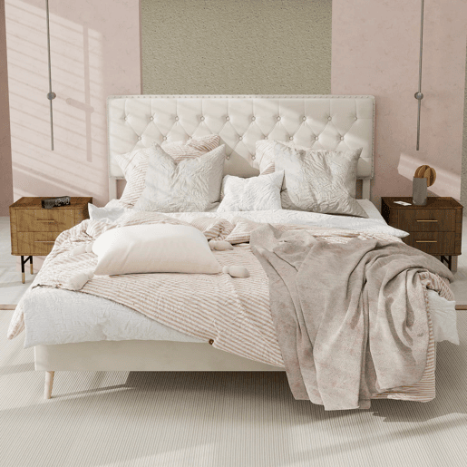 Cama moderna 140x200 - cabeceira macia e confortável, sem barra elevadora - bege