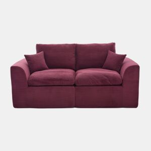 Sofá de tecido de 2 lugares - Minimalista, confortável com almofadas - Vermelho vinho