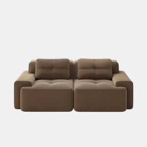 Sofá modular + 2 lugares - Moderno, confortável, assento profundo, veludo canelado - Castanho
