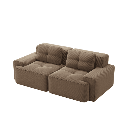 Sofá modular + 2 lugares - Moderno, confortável, assento profundo, veludo canelado - Castanho