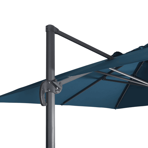 Guarda-sol retangular excêntrico, 3x4m + base com peso 50x50cm Azul esverdeado - 380x259x286 cm