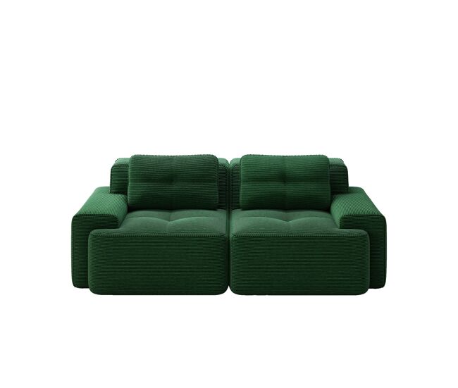 Sofá modular boneless - 2 plazas, moderno, asiento profundo, corduroy, cama - verde