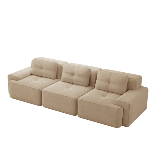 Sofá modular de 3 lugares - Modulares Cloud-Sofa de veludo cotelê, confortável e sem montagem - Bege