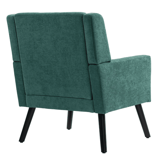 Poltrona estofada média - Estilo Mid-Century, almofada de alta densidade, pernas de madeira - Retro Green