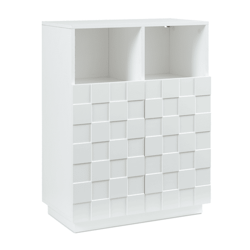 Cómoda alta Bopibobro com 2 portas 6 compartimentos 86x64x36 cm Branco en.casa