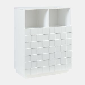 Cómoda alta Bopibobro com 2 portas 6 compartimentos 86x64x36 cm Branco en.casa