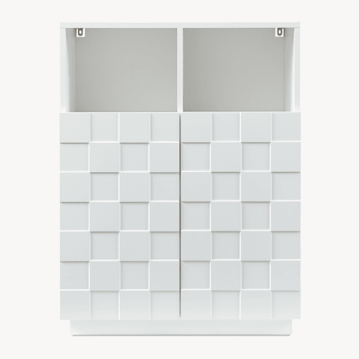 Cómoda alta Bopibobro com 2 portas 6 compartimentos 86x64x36 cm Branco en.casa