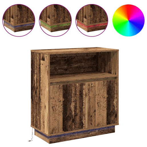 Aparador - Bufete - Móvei de apoio LED Madeira antiga 71 x 34,5 x 75 cm pt4167