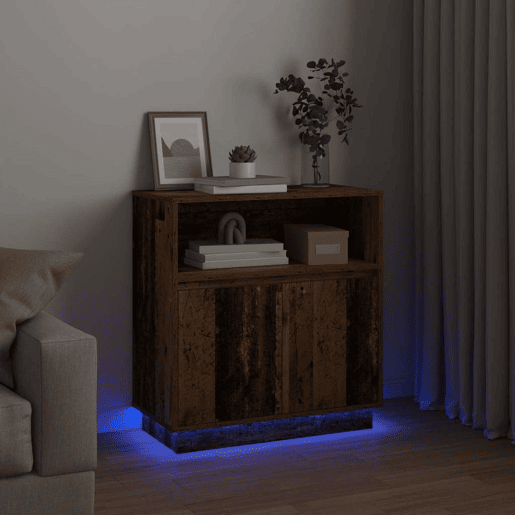 Aparador - Bufete - Móvei de apoio LED Madeira antiga 71 x 34,5 x 75 cm pt4167