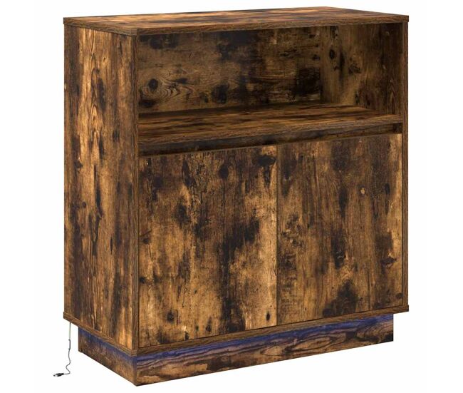 Aparador - mueble de almacenamiento led roble ahumado 71 x 34,5 x 75 cm es4184