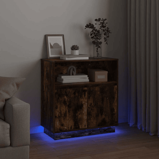 Aparador - Bufete - Móvei de apoio LED Carvalho Defumado 71 x 34,5 x 75 cm pt4184