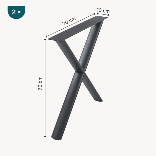 Conjunto de 2 quadros de mesa Klixjö em aço forma de X 72x70x10 cm preto en.casa