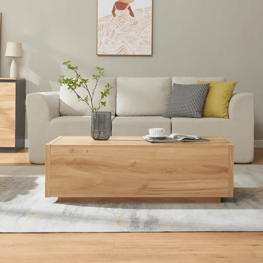 Mesa de centro Turur 2 gavetas MDF 104x50x40 cm aspeto carvalho en.casa