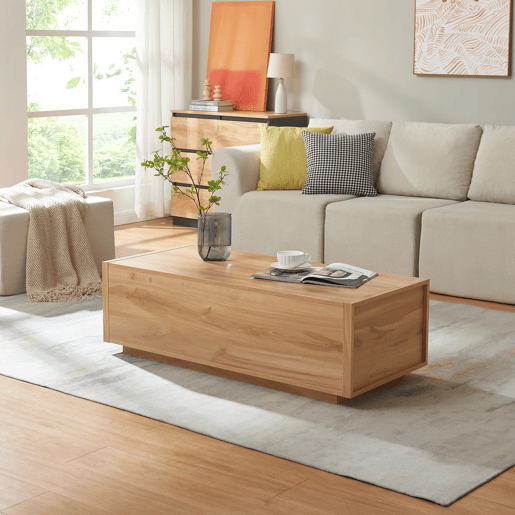 Mesa de centro Turur 2 gavetas MDF 104x50x40 cm aspeto carvalho en.casa