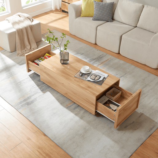 Mesa de centro Turur 2 gavetas MDF 104x50x40 cm aspeto carvalho en.casa