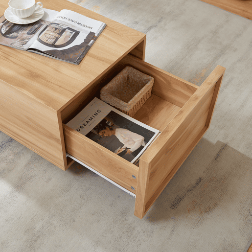 Mesa de centro Turur 2 gavetas MDF 104x50x40 cm aspeto carvalho en.casa
