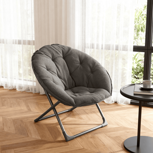 Cadeira dobrável 80 cm - Macia, portátil, para quarto e exteriores - Cinza