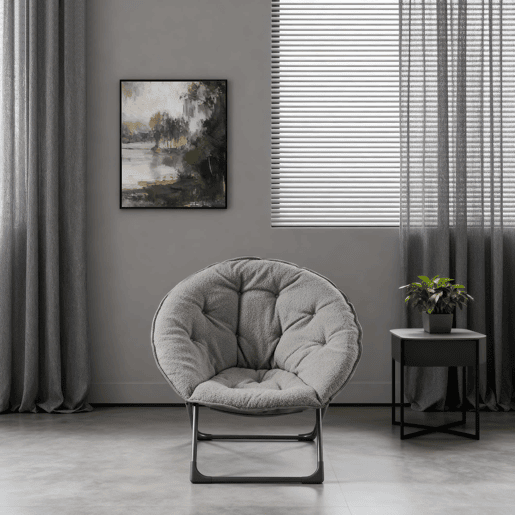 Cadeira dobrável 80 cm - Macia, portátil, para quarto e exteriores - Cinza