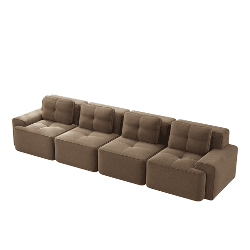 Sofá modular de 4 lugares - Estofamento confortável, assento profundo, antiderrapante - Castanho