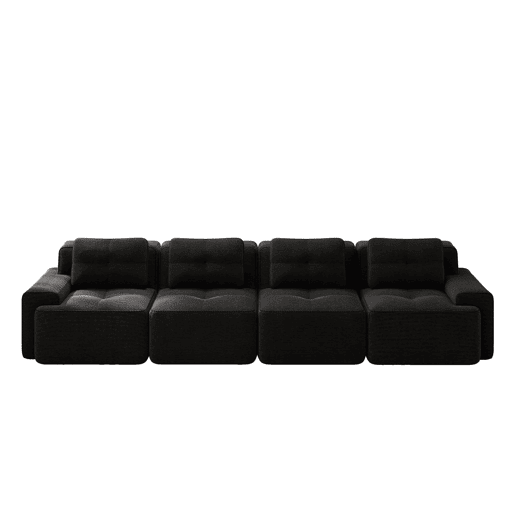 Sofá modular Boneless 4 lugares - profundo e confortável, veludo cotelê - preto