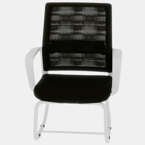 Cadeira de escritório moderna minimalista - Estrutura metálica, assento confortável - PretoBranco