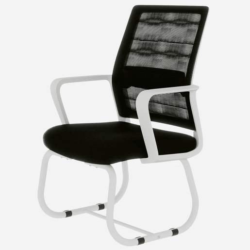 Cadeira de escritório moderna minimalista - Estrutura metálica, assento confortável - PretoBranco